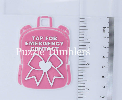 Bow with Heart: Emergency Contact Backpack Tag with NFC Chip – 3D Printed Safety Tag (Will Ship in 5-12 days)