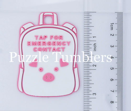 Pig Face: Emergency Contact Backpack Tag with NFC Chip – 3D Printed Safety Tag (Will Ship in 5-12 days)