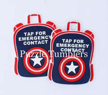 Load image into Gallery viewer, CAPTAIN Character: Emergency Contact Backpack Tag with NFC Chip – 3D Printed Safety Tag (Will Ship in 5-12 days)