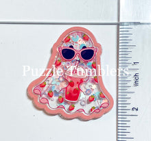 Load image into Gallery viewer, Acrylic Flat Back Shakers: Ghost Drinking A Strawberry Drink (SH #2)