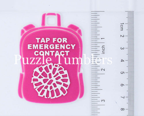 Cheer PomPom: Emergency Contact Backpack Tag with NFC Chip – 3D Printed Safety Tag (Will Ship in 5-12 days)