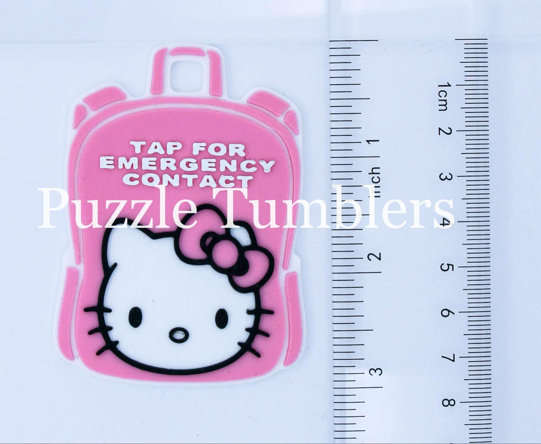 Cat Character: Emergency Contact Backpack Tag with NFC Chip – 3D Printed Safety Tag (Shipping in 5-12 days)