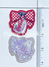 Load image into Gallery viewer, Acrylic Flat Back Shakers: Soda Zero Red Checkered Bow (SH #31)
