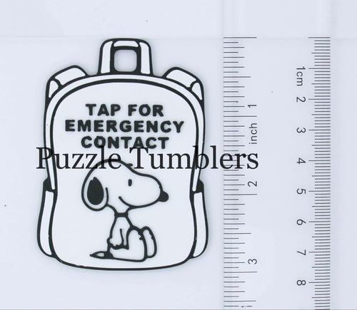 Dog Character: Emergency Contact Backpack Tag with NFC Chip – 3D Printed Safety Tag (Will Ship in 5-12 days)