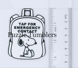 Dog Character: Emergency Contact Backpack Tag with NFC Chip – 3D Printed Safety Tag (Will Ship in 5-12 days)