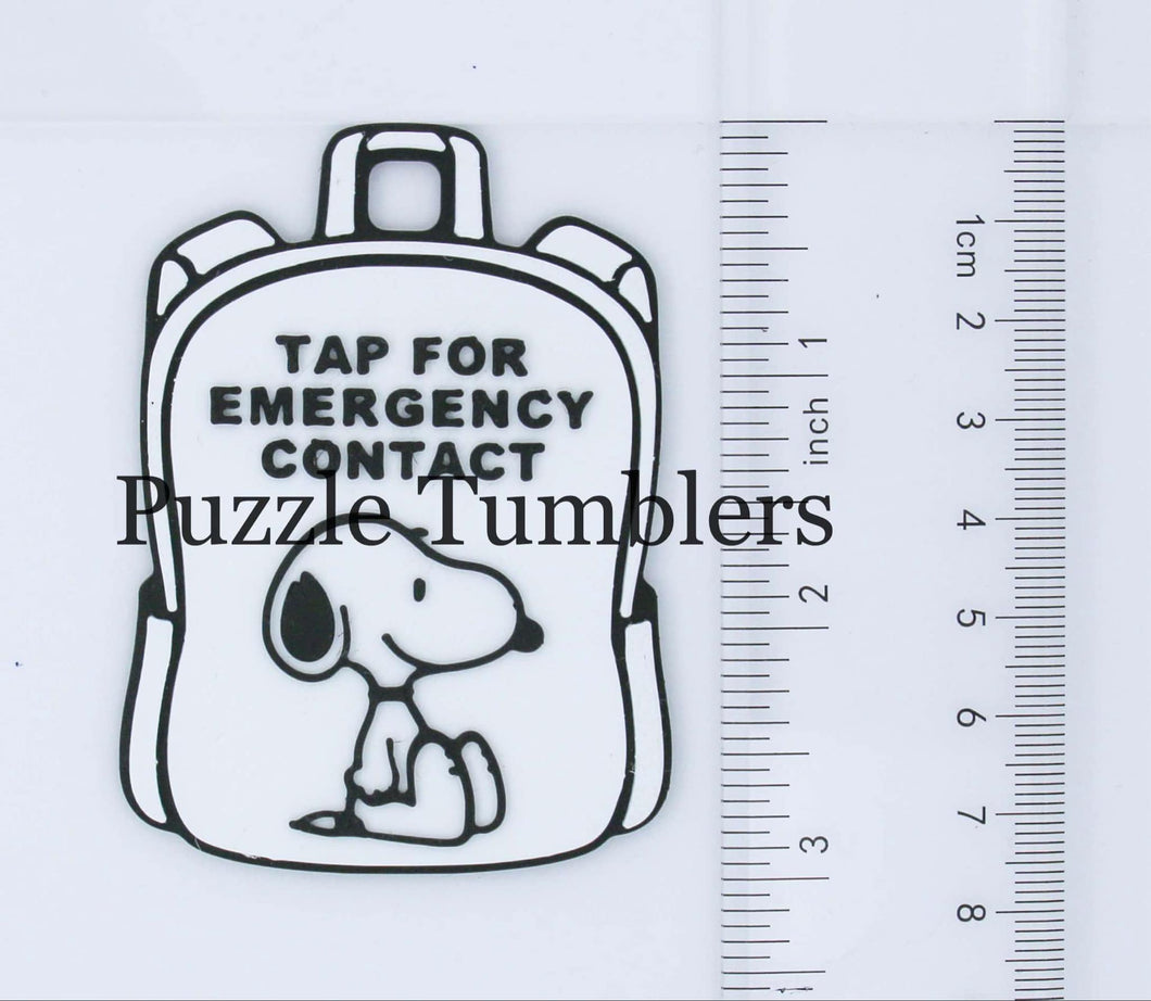 Dog Character: Emergency Contact Backpack Tag with NFC Chip – 3D Printed Safety Tag (Will Ship in 5-12 days)