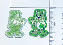 Load image into Gallery viewer, Acrylic Flat Back Shakers: Green Bear Shamrock (SH #17C)