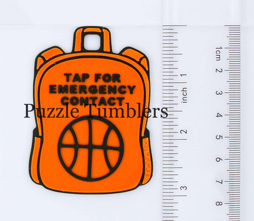 Basketball: Emergency Contact Backpack Tag with NFC Chip – 3D Printed Safety Tag (Will Ship in 5-12 days)