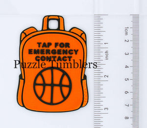 Basketball: Emergency Contact Backpack Tag with NFC Chip – 3D Printed Safety Tag (Will Ship in 5-12 days)