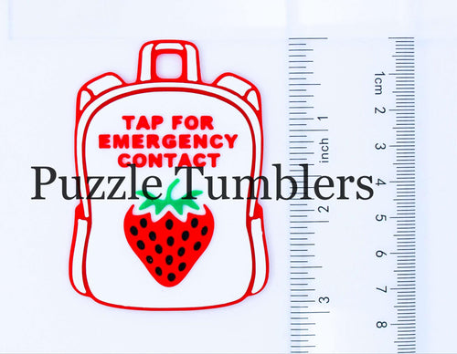 Strawberry: Emergency Contact Backpack Tag with NFC Chip – 3D Printed Safety Tag (Will ship in 5-12 days)