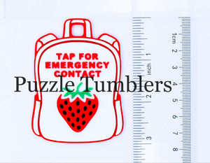 Strawberry: Emergency Contact Backpack Tag with NFC Chip – 3D Printed Safety Tag (Will ship in 5-12 days)