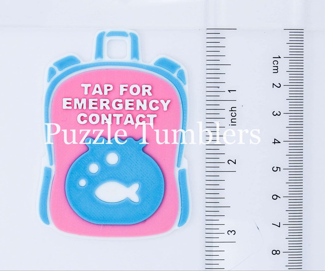 Cotton Candy Fish Bowl: Emergency Contact Backpack Tag with NFC Chip – 3D Printed Safety Tag (Will Ship in 5-12 days)