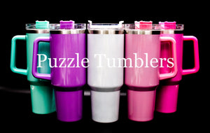 40oz Sublimation Shimmer Tumbler with Colored Handle (WITH SILVER RIM)