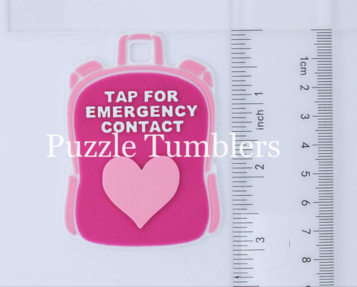Heart: Emergency Contact Backpack Tag with NFC Chip – 3D Printed Safety Tag (Will Ship in 5-12 days)