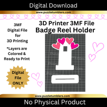 Load image into Gallery viewer, DIGITAL (3MF File): Heart Badge Reel Stand