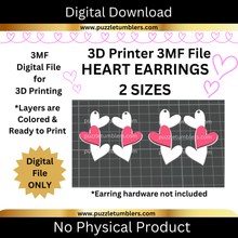 Load image into Gallery viewer, DIGITAL (3MF File): Heart Earring Trio - 2 Sizes