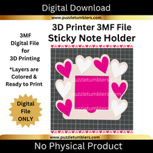 Load image into Gallery viewer, DIGITAL (STL &amp; 3MF Files): Valentine's Day Heart - Themed Sticky Note Holder