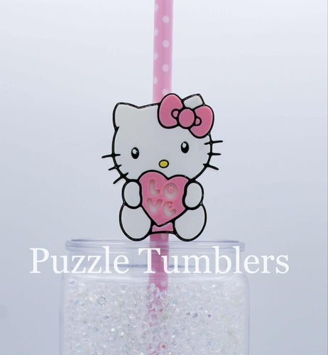 3D Printed Cute Cat (body) Straw Topper - 40oz Straw = 10mm