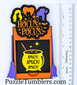 3D Printed 3 Witches with Broom & Cauldron Sticky Note Holder (Made When Ordered - Ships in 3-10 Days)
