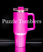 Load image into Gallery viewer, 40oz Sublimation Shimmer Tumbler with Colored Handle (WITH SILVER RIM)