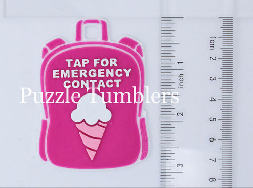 Ice Cream Waffle Cone: Emergency Contact Backpack Tag with NFC Chip – 3D Printed Safety Tag (Will Ship in 5-12 days)