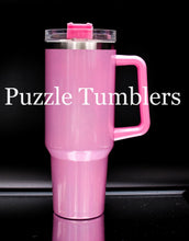 Load image into Gallery viewer, 40oz Sublimation Shimmer Tumbler with Colored Handle (WITH SILVER RIM)