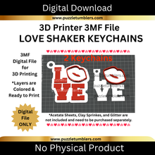 Load image into Gallery viewer, DIGITAL (3MF File): Valentine LOVE Shaker Keychains (2 Styles Included)