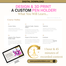Load image into Gallery viewer, ✨ Beginner 3D Printing Course | Design &amp; Create a Pen Holder 2 Pieces | Step-by-Step Online Class