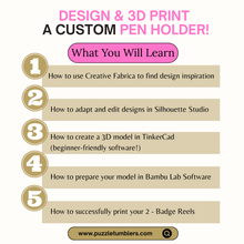 Load image into Gallery viewer, ✨ Beginner 3D Printing Course | Design &amp; Create a Pen Holder 2 Pieces | Step-by-Step Online Class