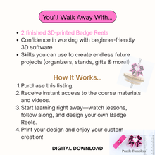 Load image into Gallery viewer, ✨ Beginner 3D Printing Course | Design &amp; Create a Pen Holder 2 Pieces | Step-by-Step Online Class