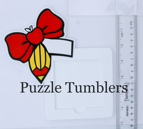 3D Printed Pencil Bow with Apple Sticky Note Holder (Made When Ordered - Ships in 3-10 Days)
