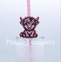 Load image into Gallery viewer, 3D Printed Highland Cow Straw Topper - 40oz Straw = 10mm