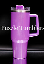 Load image into Gallery viewer, 40oz Sublimation Shimmer Tumbler with Colored Handle (WITH SILVER RIM)