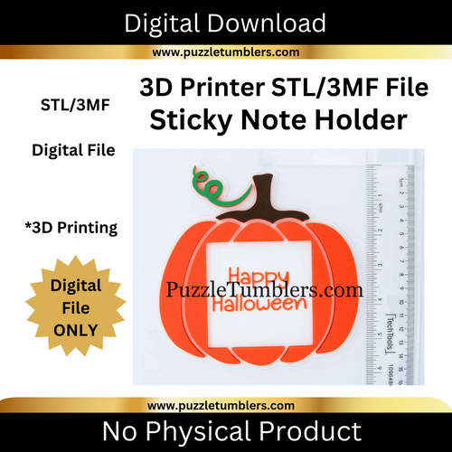 DIGITAL (STL & 3MF Files): Cute Round Pumpkin  - Themed Sticky Note Holder