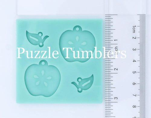 CUSTOM MOLD:  Apple with Leaf & Engraved seeds Earring Mold *May have a 14 Day Shipping Delay (S13)