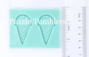 CUSTOM MOLD:  Ice Cream Waffle Cone Engraved Earring Mold *May have a 14 Day Shipping Delay (S8)