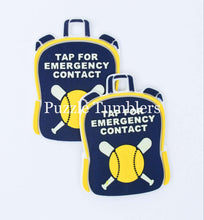 Load image into Gallery viewer, Softball: Emergency Contact Backpack Tag with NFC Chip – 3D Printed Safety Tag (Will Ship in 5-12 days)