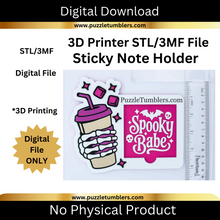 Load image into Gallery viewer, DIGITAL (STL &amp; 3MF Files): Coffee Skeleton Hand Spooky Babe Coffee  - Themed Sticky Note Holder