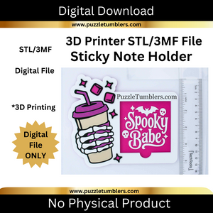 DIGITAL (STL & 3MF Files): Coffee Skeleton Hand Spooky Babe Coffee  - Themed Sticky Note Holder