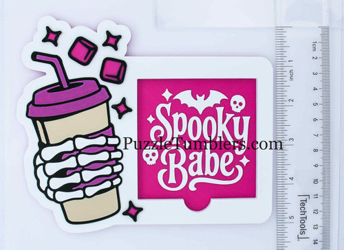 3D Printed Spooky Babe with Skeleton Hand holding Coffee Sticky Note Holder (Made When Ordered - Ships in 3-10 Days)