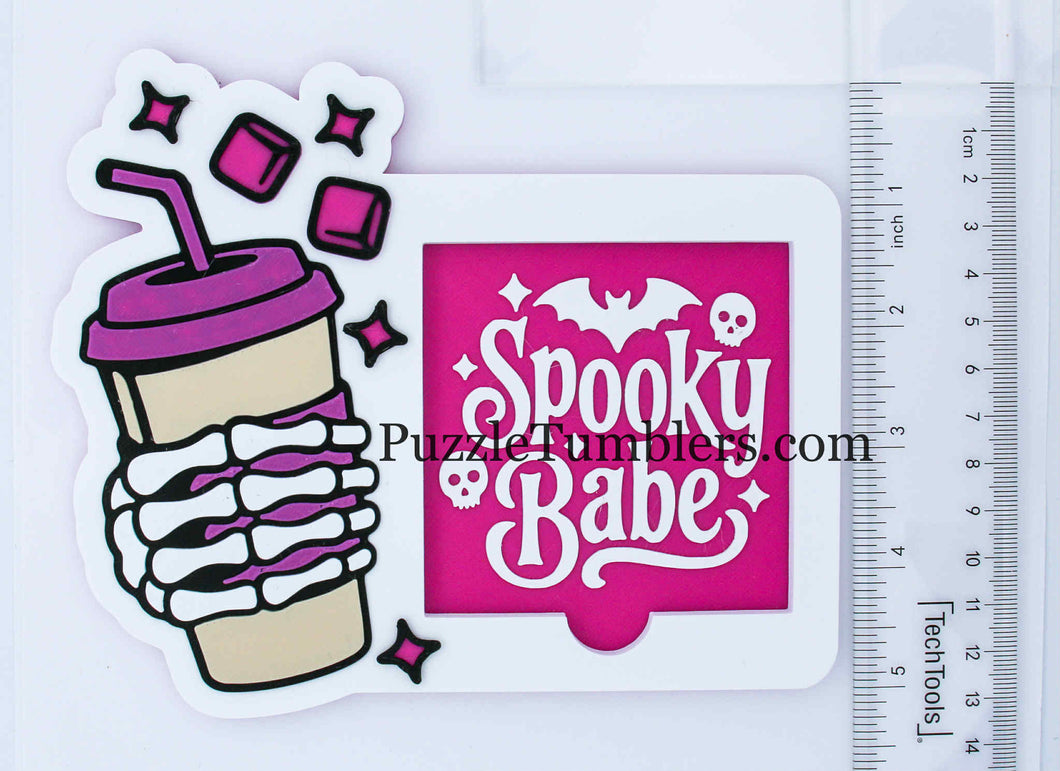 3D Printed Spooky Babe with Skeleton Hand holding Coffee Sticky Note Holder (Made When Ordered - Ships in 3-10 Days)