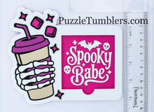 Load image into Gallery viewer, 3D Printed Spooky Babe with Skeleton Hand holding Coffee Sticky Note Holder (Made When Ordered - Ships in 3-10 Days)