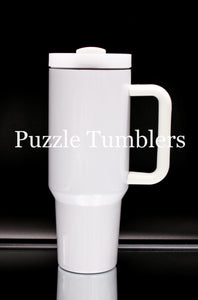 40oz Sublimation Tumbler with Colored Lid and Handle