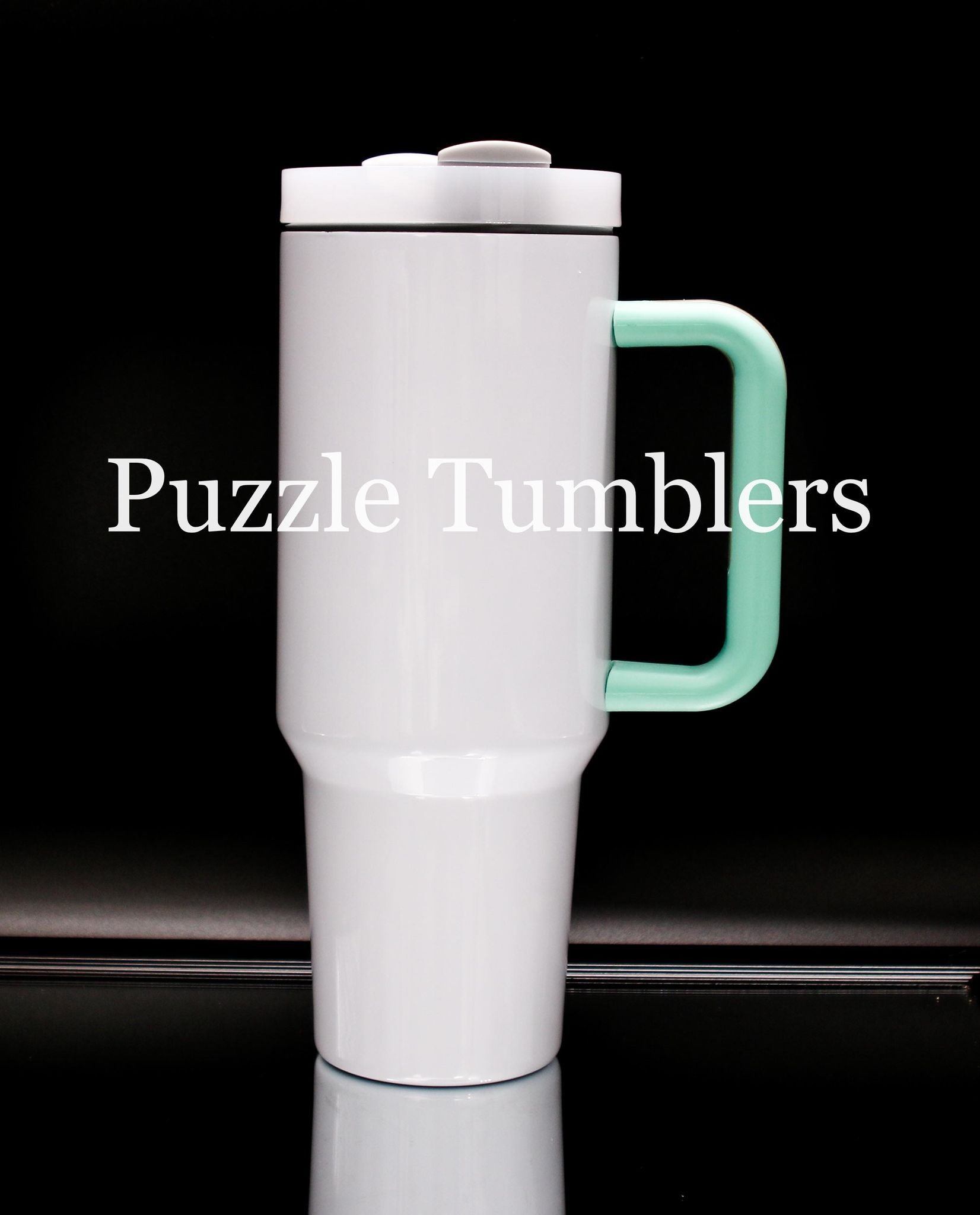 40oz Sublimation Tumbler with Colored Lid and Handle – Puzzle Tumblers