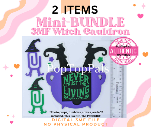 DIGITAL (STL & 3MF Files): Halloween Witch Cauldron - Themed Sticky Note Holder
