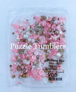 Rainbow Pearl & Rhinestone Mix - Pearls, Pink, White