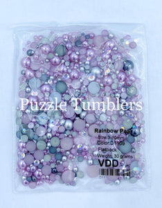 Rainbow Pearl & Rhinestone Mix - Pearls, Light Purple & Periwinkle