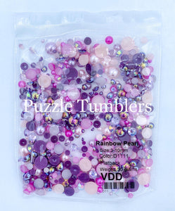 Rainbow Pearl & Rhinestone Mix - Pearls, Rainbow Purple, Berry