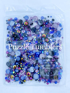 Rainbow Pearl & Rhinestone Mix -  Dark Purple, Blue, Black