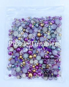 Rainbow Pearl & Rhinestone Mix - Pearls, Berry, Periwinkle, Clear, Gold